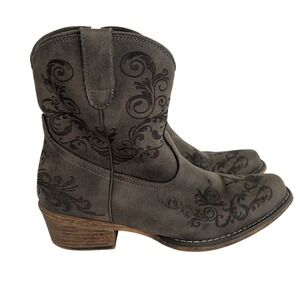 ROPER Women's Short Stuff Embossed Snip Toe Boots Brown 9.5